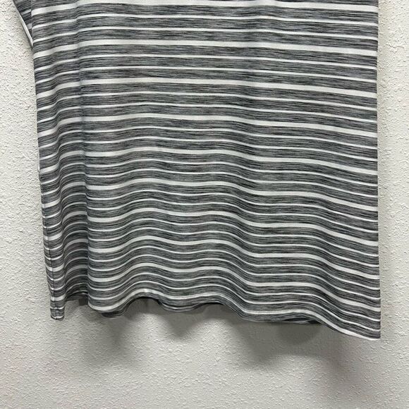 LOGO Lotus Lori Goldstein Gray White Striped Short Sleeve Top Size 1X - Picture 3 of 12